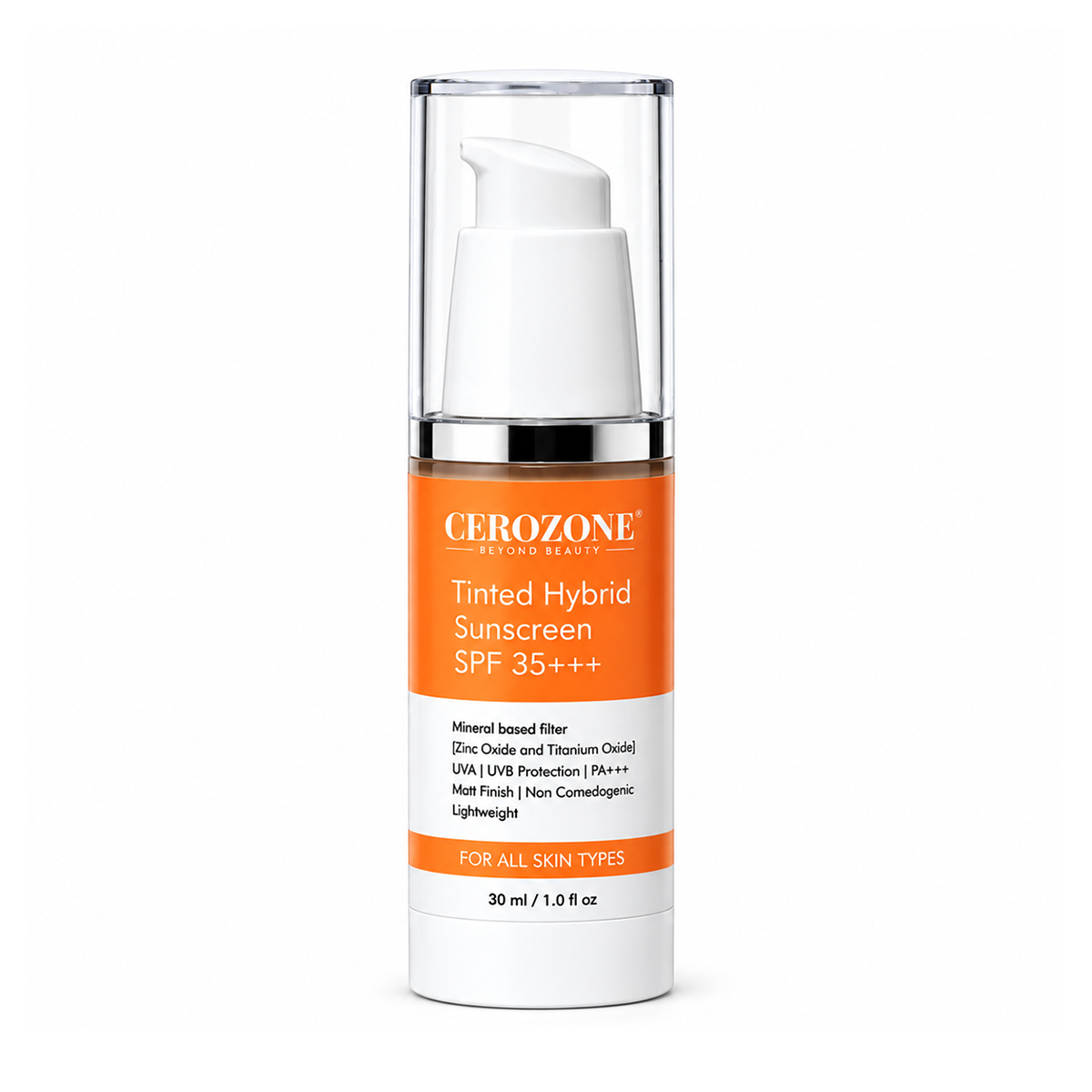 Tinted hybrid sunscreen with spf 35+++ by Cerozone