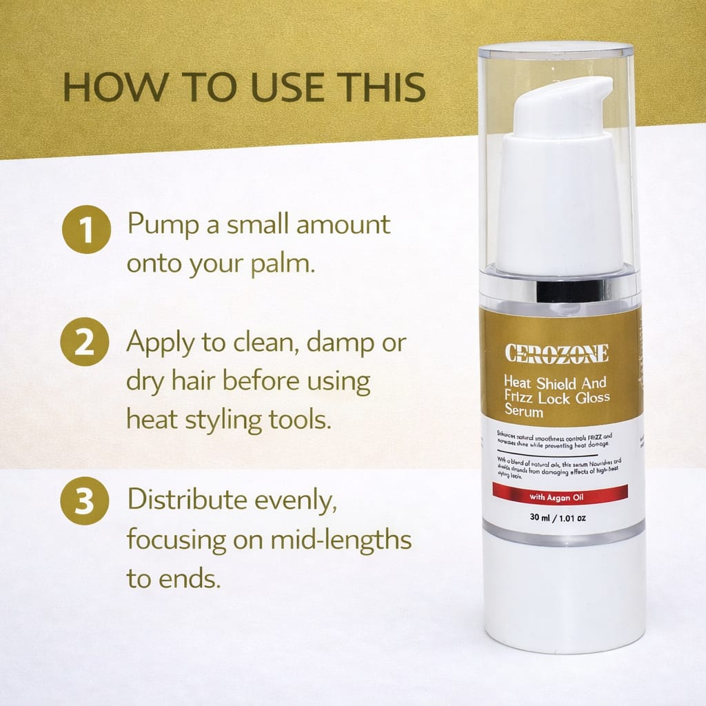 Heat shield and frizz lock gloss hair serum
