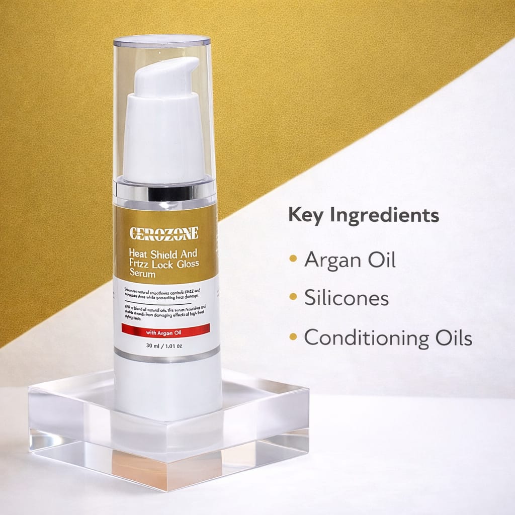 Heat shield and frizz lock gloss hair serum