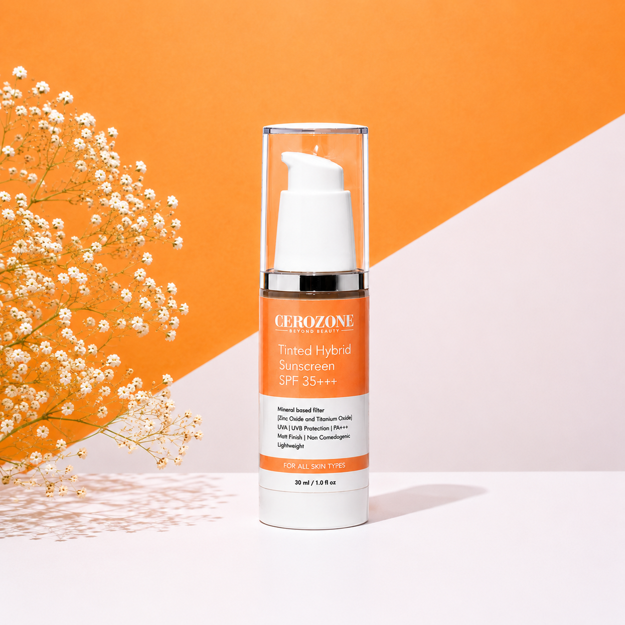 Tinted hybrid sunscreen with spf 35+++ by Cerozone